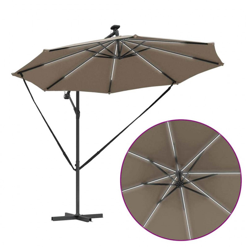 Parasol plażowy Ze LED Lights Ciemnoszary 294 x 294 x 248 cm