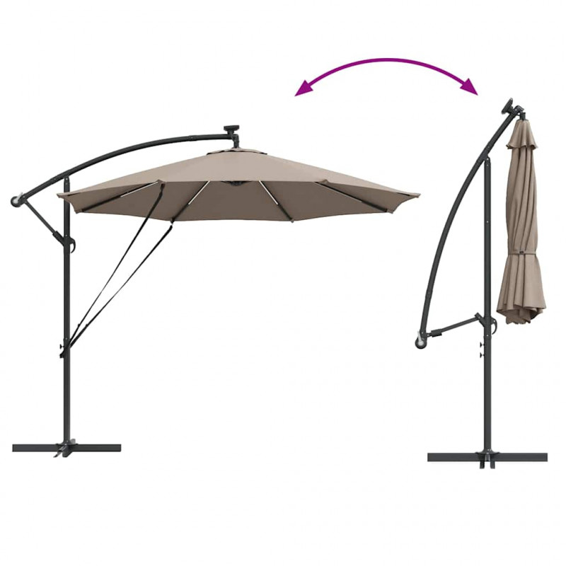 Parasol plażowy Ze LED Lights Ciemnoszary 294 x 294 x 248 cm
