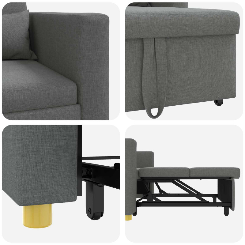 Rozkładana sofa jednoosobowa ciemno szary 90 x 165 x 87 cm