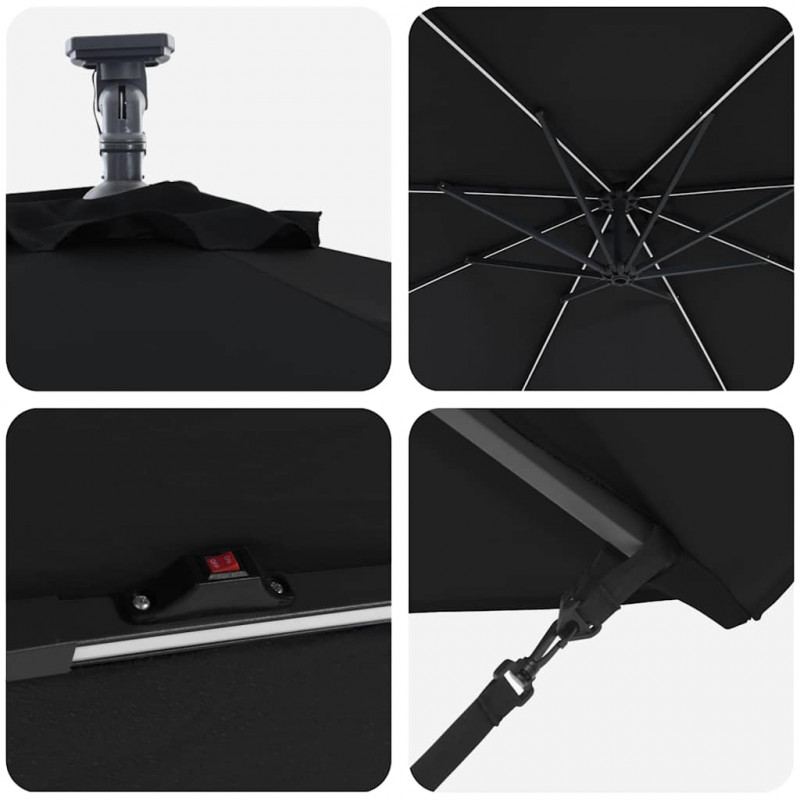Parasol plażowy Czarny 294 x 294 x 248 cm Poliester i aluminium