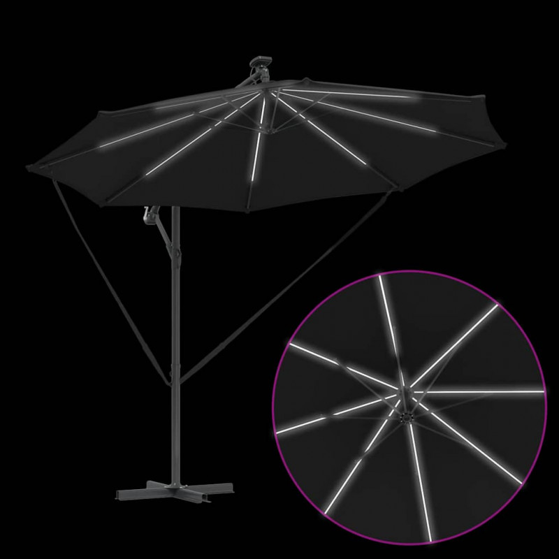 Parasol plażowy Czarny 294 x 294 x 248 cm Poliester i aluminium