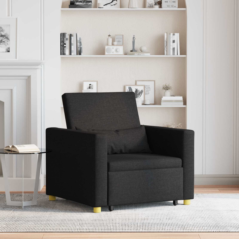 Rozkładana sofa jednoosobowa Czarny 90 x 165 x 87 cm tkanina