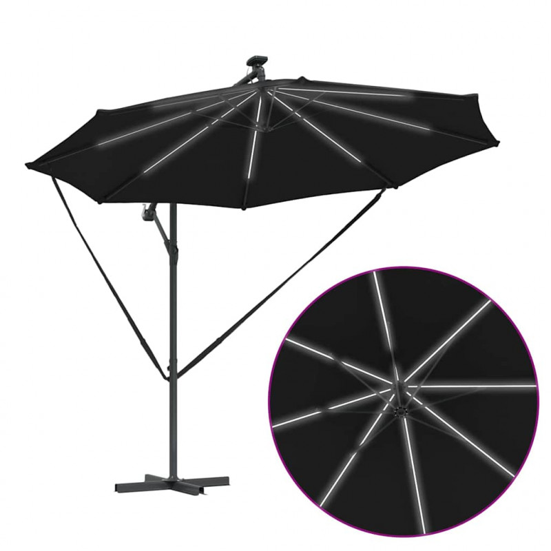Parasol plażowy Czarny 294 x 294 x 248 cm Poliester i aluminium
