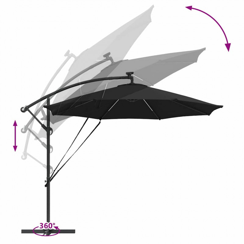 Parasol plażowy Czarny 294 x 294 x 248 cm Poliester i aluminium
