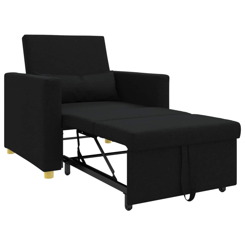 Rozkładana sofa jednoosobowa Czarny 90 x 165 x 87 cm tkanina