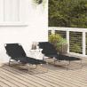 Składany leżak 2 pcs Czarny 188 x 57 x 86,5 cm Poliester