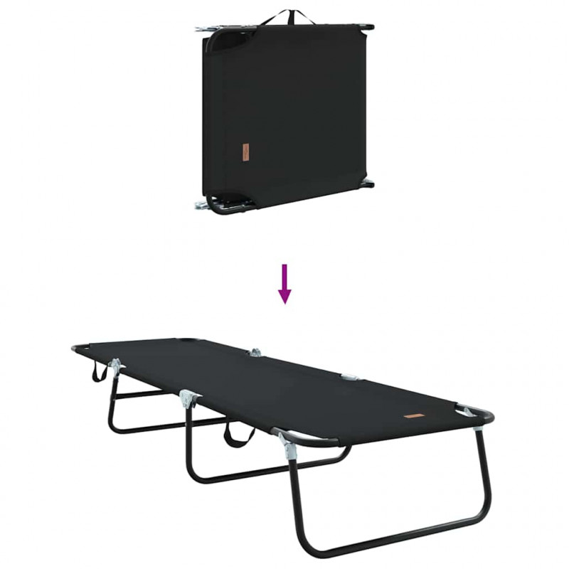 Składany leżak 2 pcs Czarny 188 x 57 x 86,5 cm Poliester