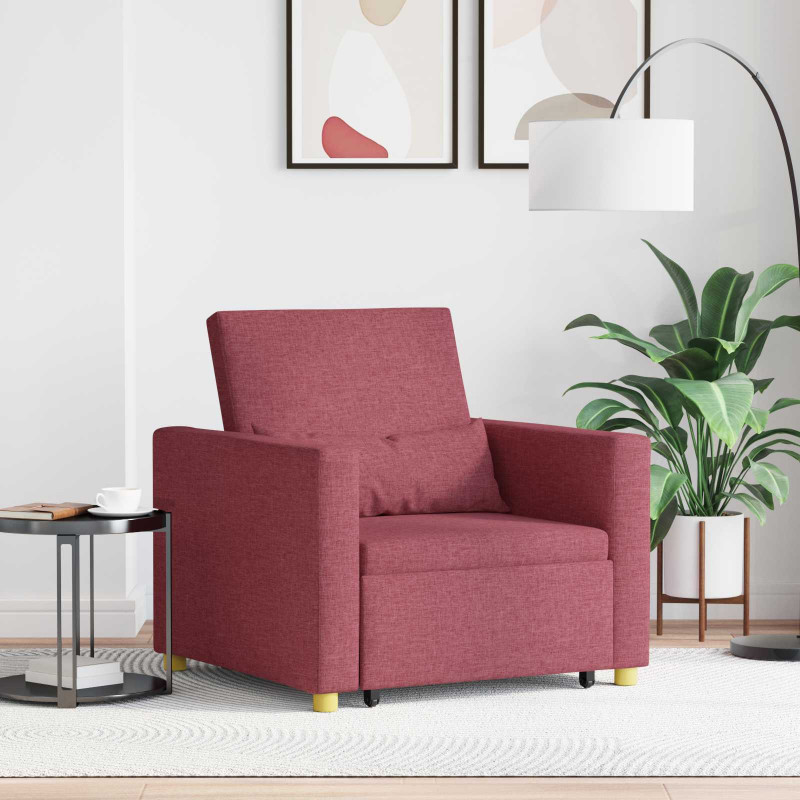 Rozkładana sofa jednoosobowa czerwone wino 90 x 165 x 87 cm