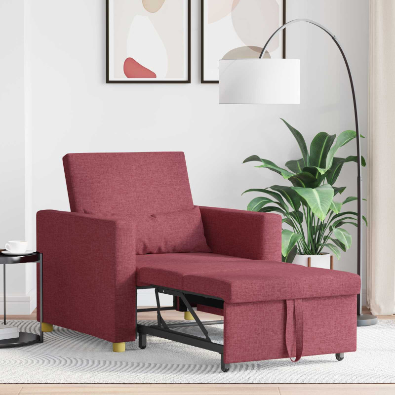 Rozkładana sofa jednoosobowa czerwone wino 90 x 165 x 87 cm