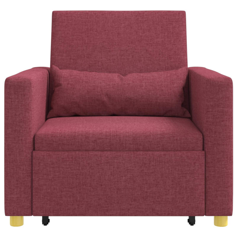 Rozkładana sofa jednoosobowa czerwone wino 90 x 165 x 87 cm