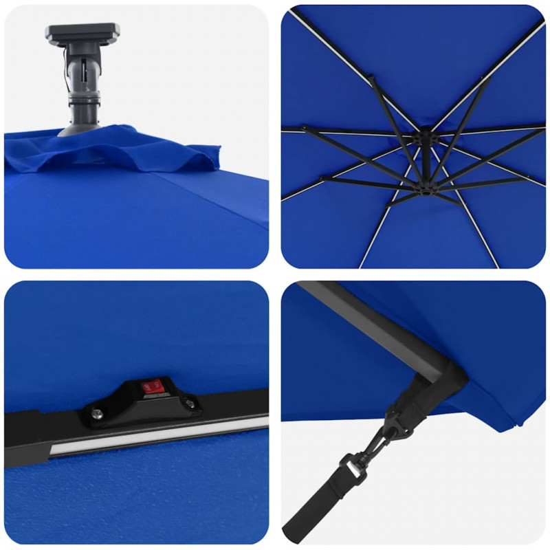 Parasol plażowy Ze LED Lights Niebieski azur 294 x 294 x 248 cm