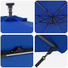 Parasol plażowy Ze LED Lights Niebieski azur 294 x 294 x 248 cm