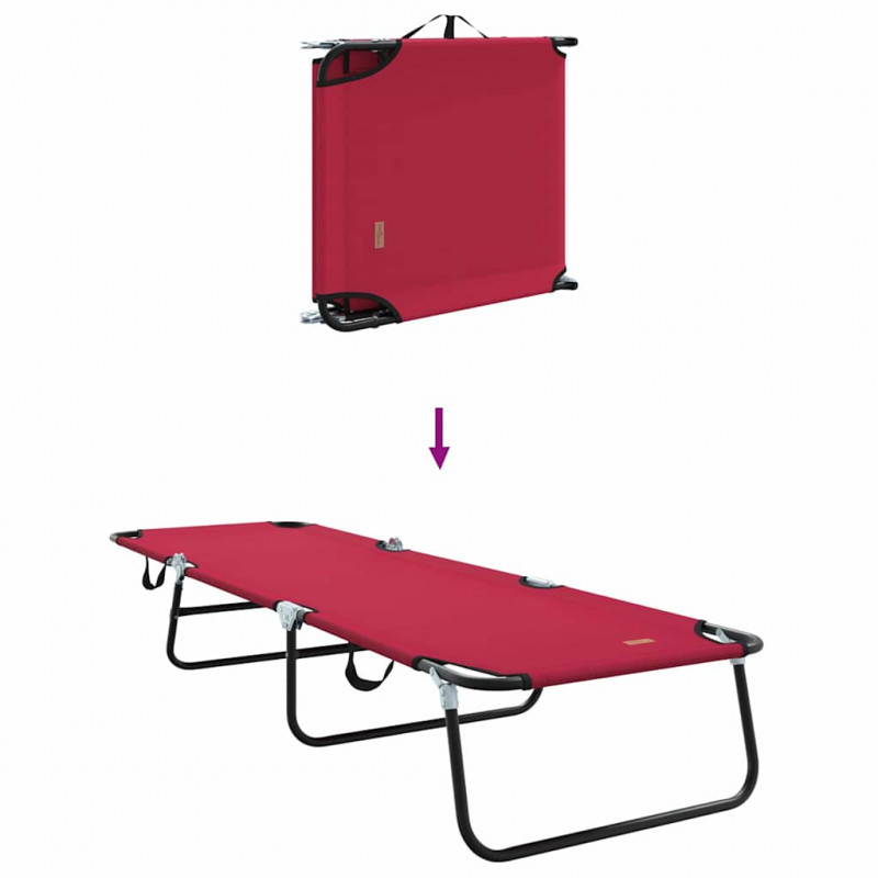 Składany leżak 2 pcs Czerwony 188 x 57 x 86,5 cm Poliester