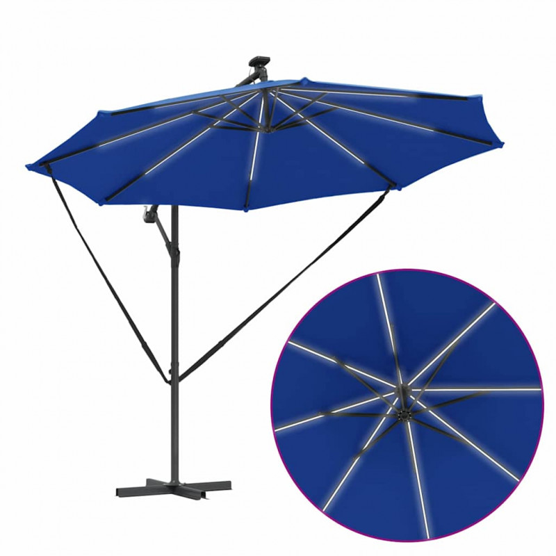 Parasol plażowy Ze LED Lights Niebieski azur 294 x 294 x 248 cm