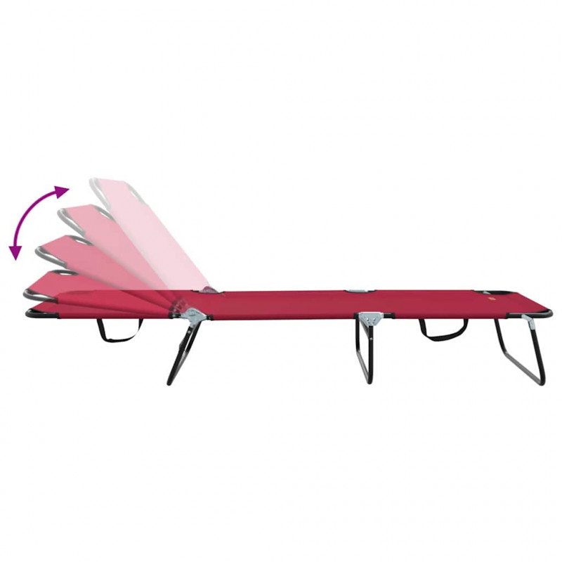 Składany leżak 2 pcs Czerwony 188 x 57 x 86,5 cm Poliester