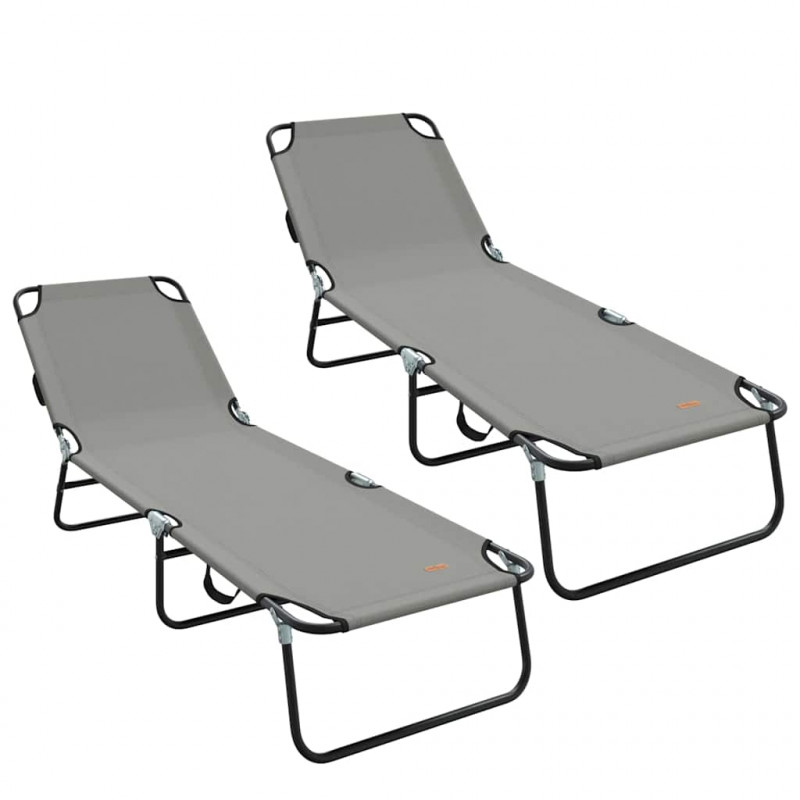 Składany leżak 2 pcs Szary 188 x 57 x 86,5 cm Poliester