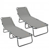 Składany leżak 2 pcs Szary 188 x 57 x 86,5 cm Poliester