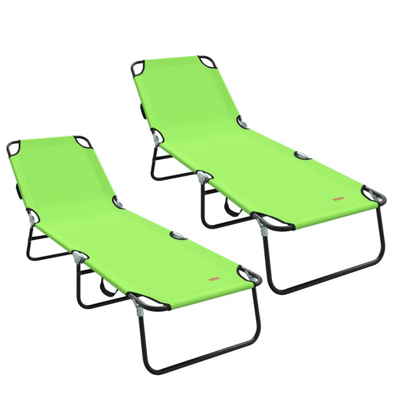 Składany leżak 2 pcs Zielony 188 x 57 x 86,5 cm Poliester