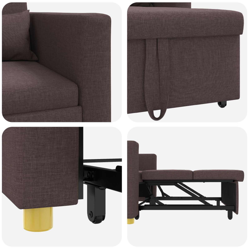 Rozkładana sofa jednoosobowa ciemnobrązowy 90 x 165 x 87 cm