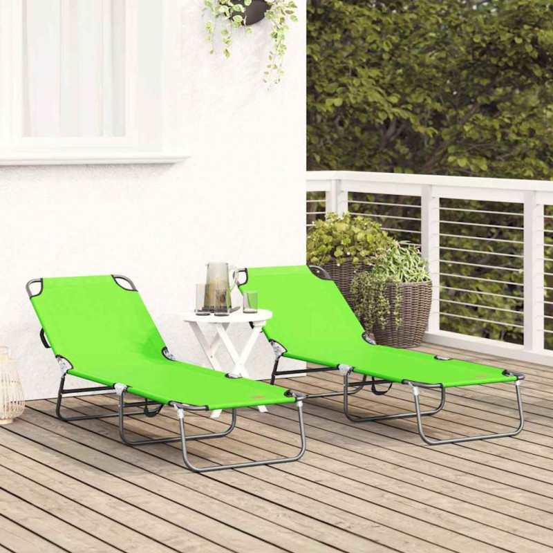Składany leżak 2 pcs Zielony 188 x 57 x 86,5 cm Poliester