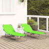 Składany leżak 2 pcs Zielony 188 x 57 x 86,5 cm Poliester