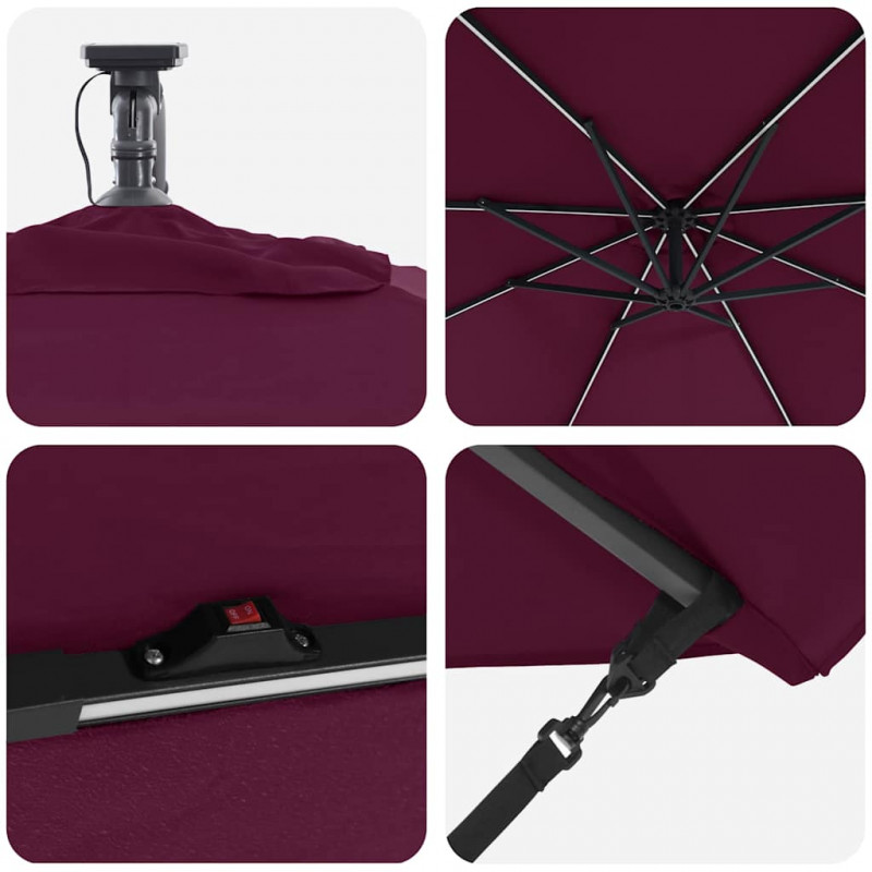 Parasol plażowy Bordeaux Czerwony 294 x 294 x 248 cm
