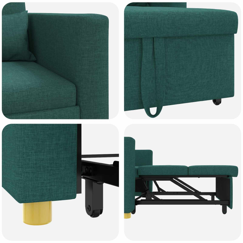 Rozkładana sofa jednoosobowa Ciemnozielony 90 x 165 x 87 cm