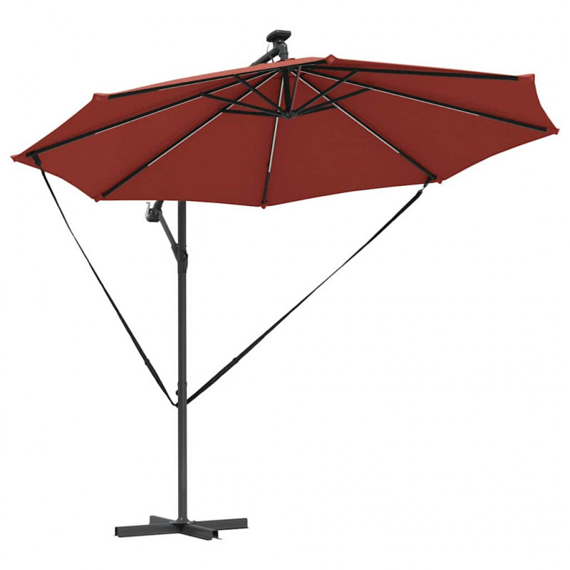 Parasol plażowy Ze LED Lights terakota 294 x 294 x 248 cm