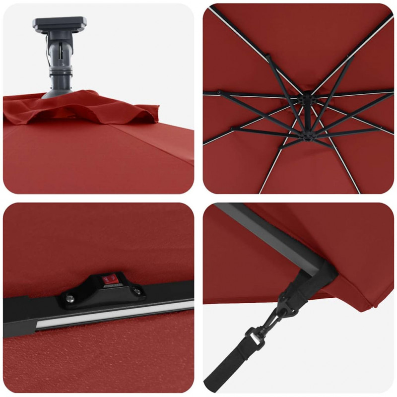 Parasol plażowy Ze LED Lights terakota 294 x 294 x 248 cm