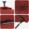 Parasol plażowy Ze LED Lights terakota 294 x 294 x 248 cm