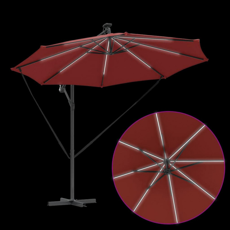 Parasol plażowy Ze LED Lights terakota 294 x 294 x 248 cm
