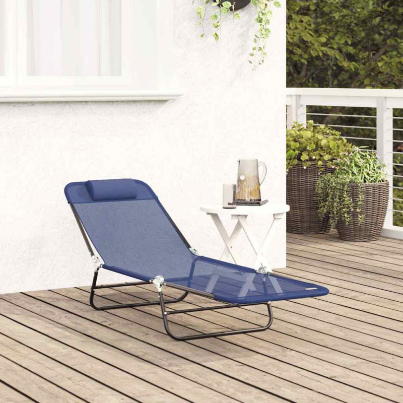 Składany leżak Granatowy 182 x 55 x 85,5 cm Textilene