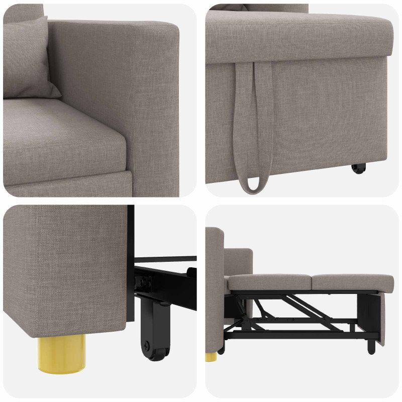 Rozkładana sofa jednoosobowa Ciemnoszary 90 x 165 x 87 cm