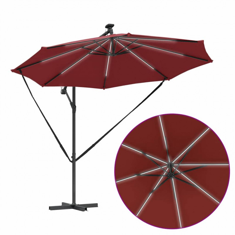 Parasol plażowy Ze LED Lights terakota 294 x 294 x 248 cm