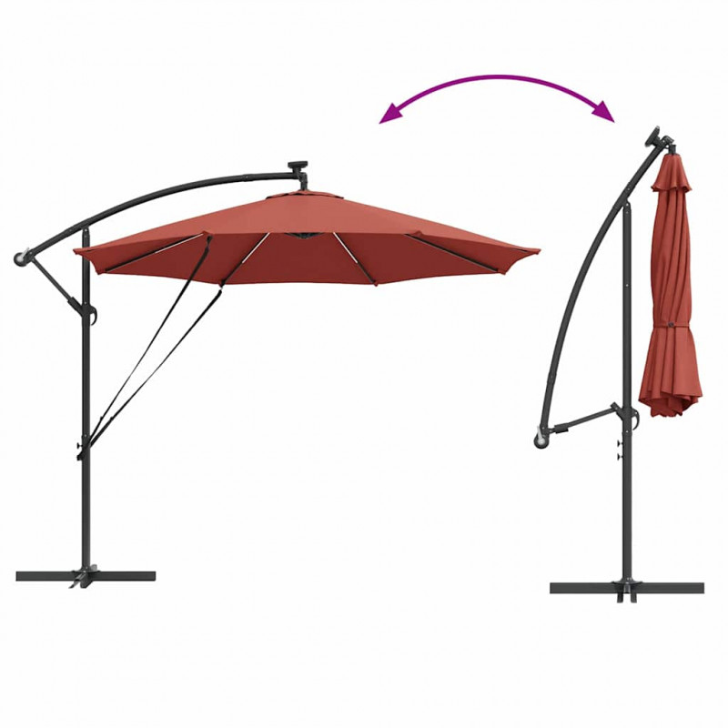 Parasol plażowy Ze LED Lights terakota 294 x 294 x 248 cm