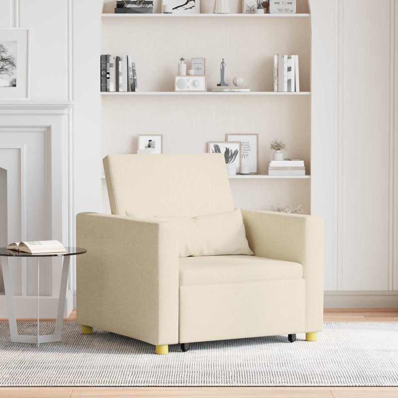 Rozkładana sofa jednoosobowa Kremowy 90 x 165 x 87 cm tkanina