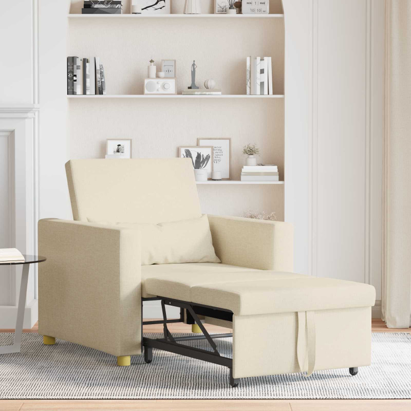 Rozkładana sofa jednoosobowa Kremowy 90 x 165 x 87 cm tkanina