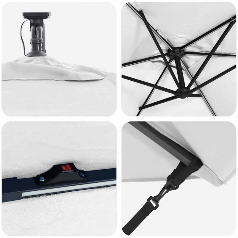 Parasol plażowy Ze LED Lights piaskowy 294 x 200 x 270 cm