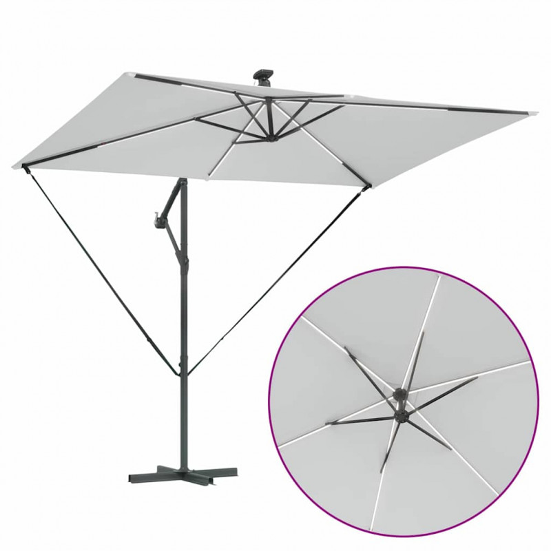 Parasol plażowy Ze LED Lights piaskowy 294 x 200 x 270 cm
