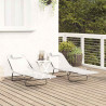 Składany leżak 2 pcs Kremowy 182 x 55 x 85,5 cm Textilene