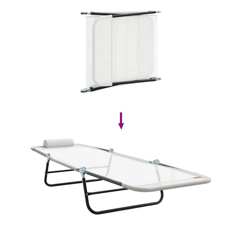 Składany leżak 2 pcs Kremowy 182 x 55 x 85,5 cm Textilene