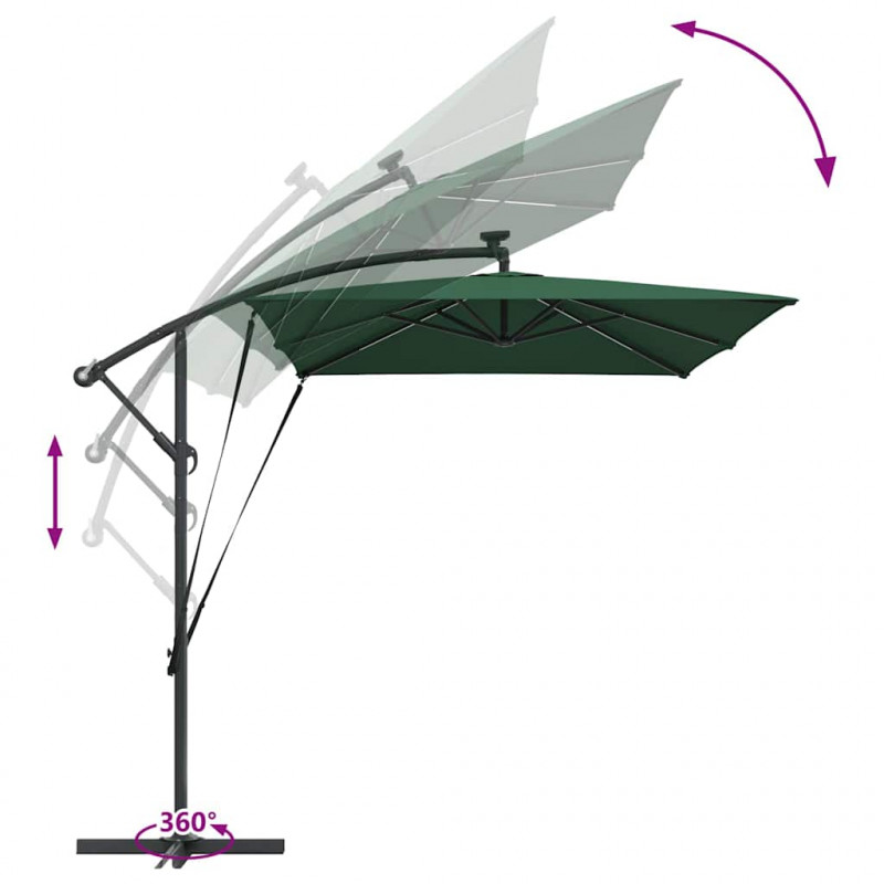 Parasol plażowy Ze LED Lights Zielony 294 x 200 x 270 cm