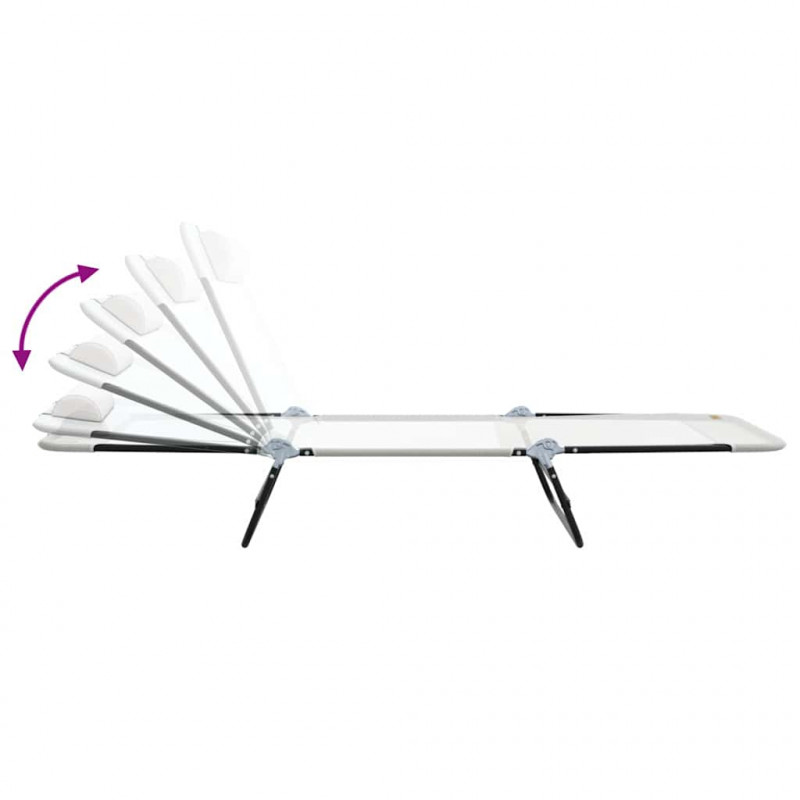 Składany leżak 2 pcs Kremowy 182 x 55 x 85,5 cm Textilene