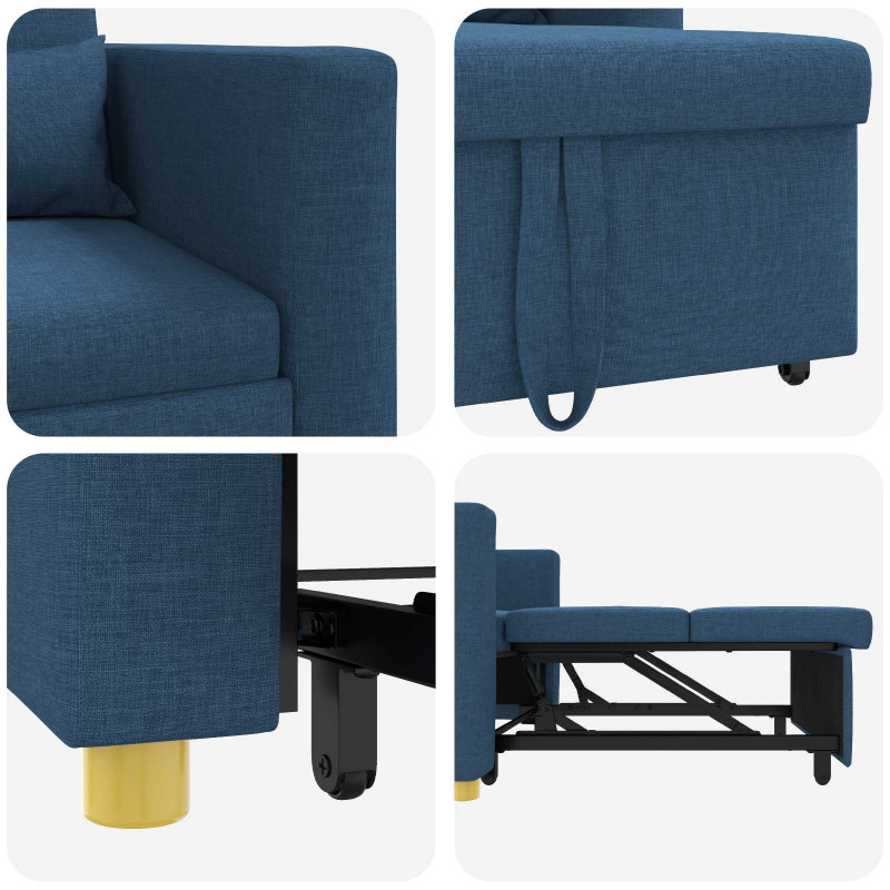 Rozkładana sofa jednoosobowa Niebieski 90 x 165 x 87 cm tkanina