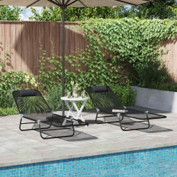 Składany leżak 2 pcs Czarny 182 x 55 x 85,5 cm Textilene