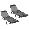 Składany leżak 2 pcs Czarny 182 x 55 x 85,5 cm Textilene