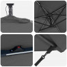 Parasol plażowy Ze LED Lights Antracyt 294 x 200 x 270 cm