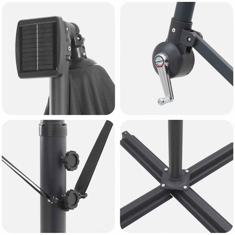 Parasol plażowy Ze LED Lights Antracyt 294 x 200 x 270 cm