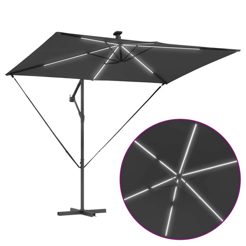 Parasol plażowy Ze LED Lights Antracyt 294 x 200 x 270 cm