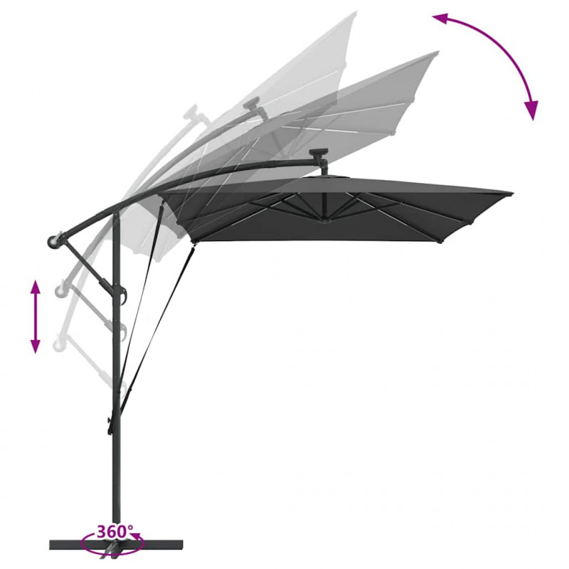 Parasol plażowy Ze LED Lights Antracyt 294 x 200 x 270 cm